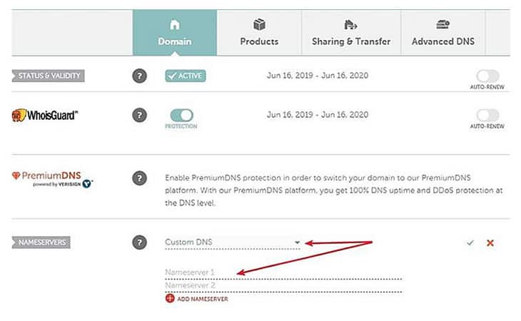 Configuring nameservers at namecheap