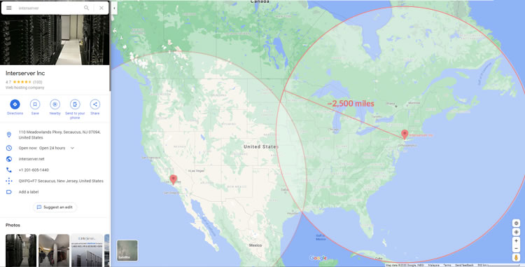 Interserver data centers give strategic coast-to-cost coverage for US web traffic.