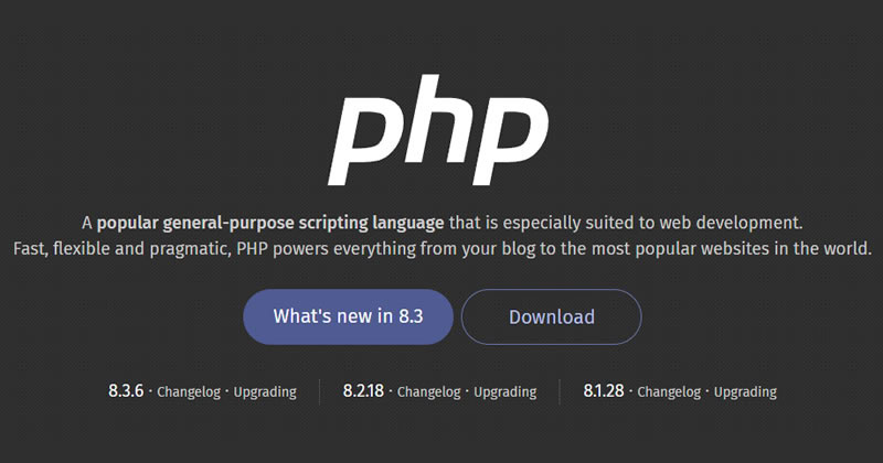 PHP website homepage